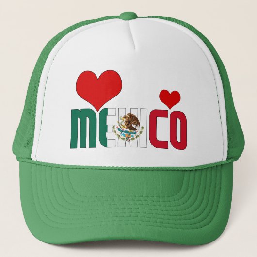 Schattig Mexico Flag Hearts Patriotic Trucker Pet (Voorkant)