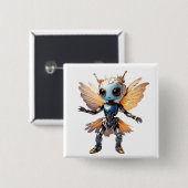 Schattig Middenmeisje Dansende Robot Pixie Vierkante Button 5,1 Cm (Voorkant /achterkant)