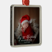 Schattig Mijn eerste kerstpasgeboren Baby Foto Metalen Ornament (Rechts)