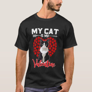 Schattig Mijn Kat Is Mijn Valentijn Tuxedo Kat Har T-shirt