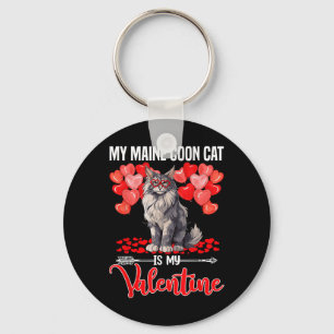 Schattig Mijn Maine Coon Kat Is Mijn Valentijn Val Sleutelhanger