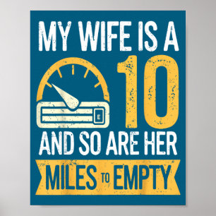Schattig Mijn vrouw 10 dus haar kilometers leeg le Poster
