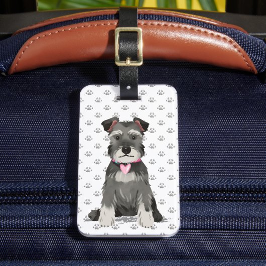 Schattig Mini Schnauzer Meisje Bagagelabel (Voorkant Insitu 2)