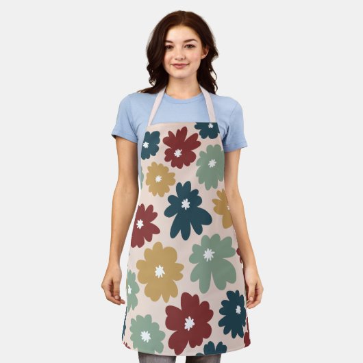 Schattig minimaal floreel  patroon roze schort (Gedragen)