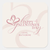 Schattig Minimaal Modern Roze Crème Script Galenti Vierkante Sticker (Voorkant)