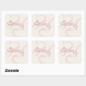 Schattig Minimaal Modern Roze Crème Script Galenti Vierkante Sticker (Vel)