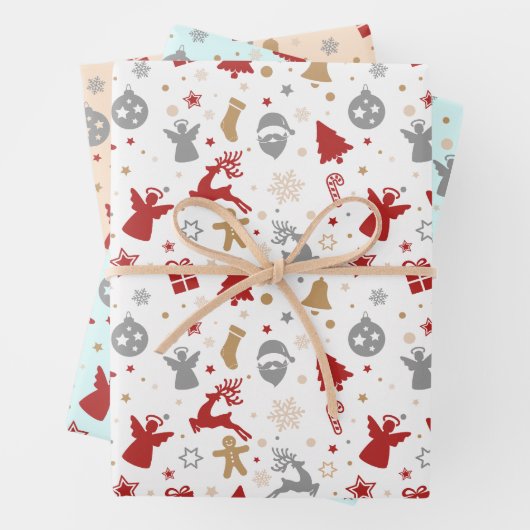 Schattig minimal pastel vrolijk kerstfeest inpakpapier vel (In situ)