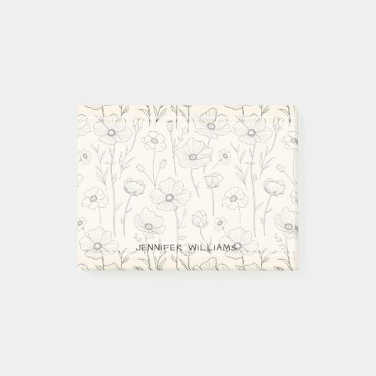 Schattig Minimalistisch Bloemenpatroon Post-it® Notes (Voorkant)