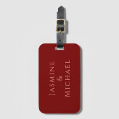 Schattig Minimalistisch Diep Rood & Perzik Eigen N Bagagelabel (Voorkant (verticaal))
