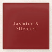 Schattig Minimalistisch Diep Rood & Perzik Eigen N Glazen Onderzetter (Voorkant)