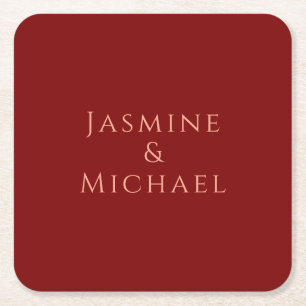 Schattig Minimalistisch Diep Rood & Perzik Eigen N Kartonnen Onderzetters