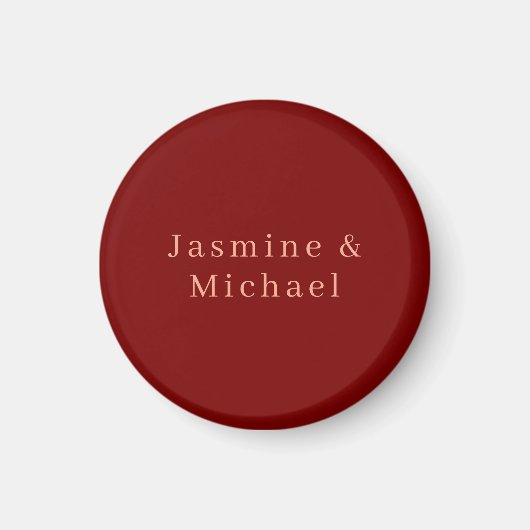 Schattig Minimalistisch Diep Rood & Perzik Eigen N Magneet (Voorkant)