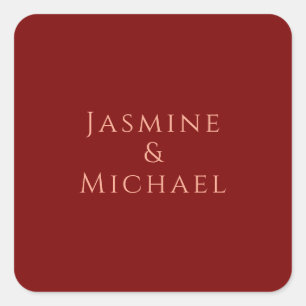 Schattig Minimalistisch Diep Rood & Perzik Eigen N Vierkante Sticker