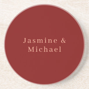 Schattig Minimalistisch Diep Rood & Perzik Eigen N Zandsteen Onderzetter