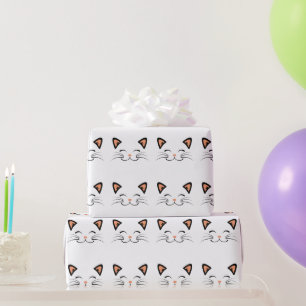 Schattig Minimalistisch Kawaii Lachende Kattengezi Cadeaupapier