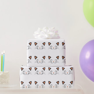 Schattig Minimalistisch Kawaii Lachende Kattengezi Cadeaupapier