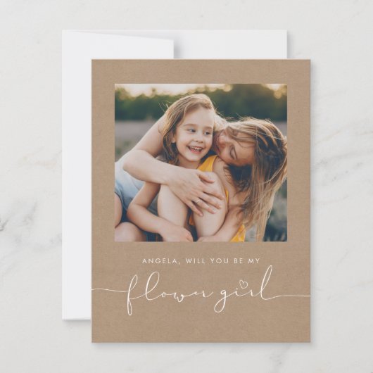 Schattig Minimalistisch Wil Je Mijn Bloemenmeisje  (Voorkant)