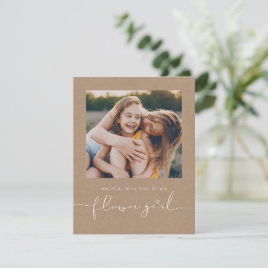 Schattig Minimalistisch Wil Je Mijn Bloemenmeisje  (Staand voorkant)