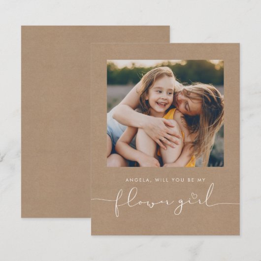 Schattig Minimalistisch Wil Je Mijn Bloemenmeisje  (Voorkant / Achterkant)