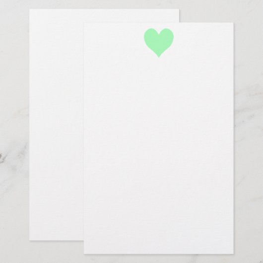 Schattig Mint Groen Hart Briefpapier (Voorkant / Achterkant)