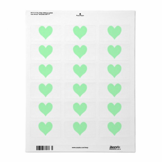 Schattig Mint Groen Hart Etiket (Full Sheet)