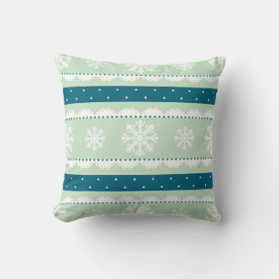 Schattig Mint Wit Blauwgroen Kerstmis Sneeuwvlokke Kussen