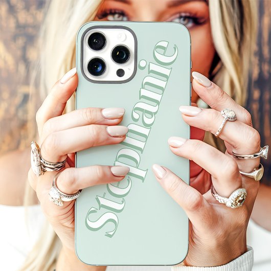 Schattig Mintgroen Minimalistisch Aangepaste Naam Case-Mate iPhone Case