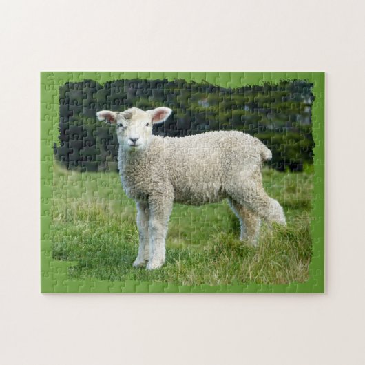 Schattig Modderig Lam in Weiland Rafelige Rand Ont Legpuzzel (Horizontaal)