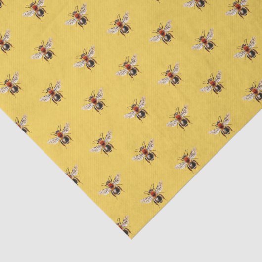 Schattig modern bijenpatroon geel tissuepapier (Detail)