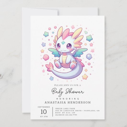 Schattig Modern Dragon Baby shower Kaart (Voorkant)