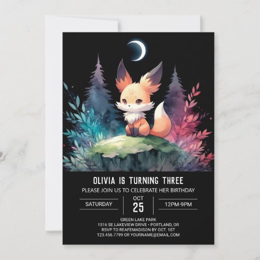 Schattig Modern Fox Verjaardag digitaal Kaart (Voorkant)