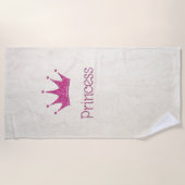 Schattig, Modern, Girly, Glitter Tiara Princess Strandlaken (Voorkant)