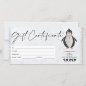 schattig modern glitter pinguïn cadeaubon (Voorkant)