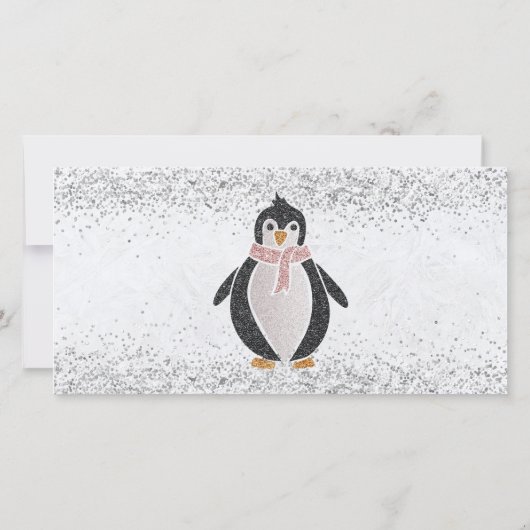 schattig modern glitter pinguïn cadeaubon (Achterkant)