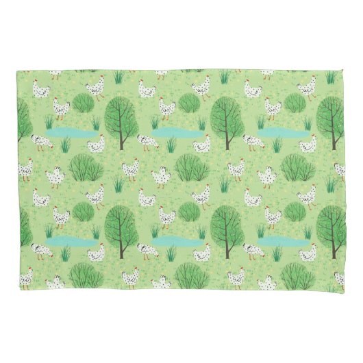 Schattig modern grillig kippenweide groen veld kussensloop (Voorkant)