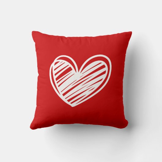Schattig Modern Hart Wit Rood Elegant Valentijnsda Kussen (Achterkant)