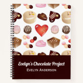 Schattig Modern Kleurrijk Chocolade Hart Snoepgoed Notitieboek (Voorkant)