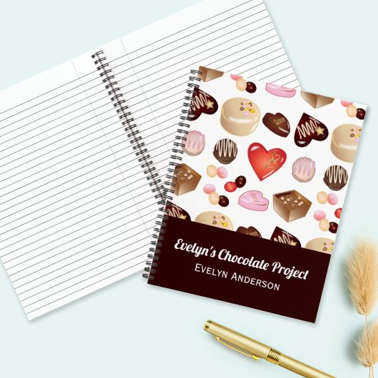 Schattig Modern Kleurrijk Chocolade Hart Snoepgoed Notitieboek