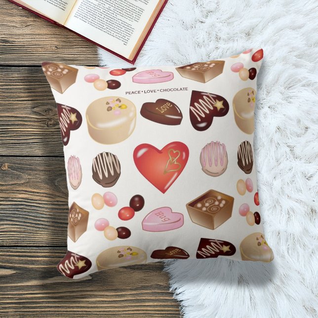 Schattig Modern Kleurrijk Chocolade Snoep Hart Pat Kussen (Creator heeft geüpload)