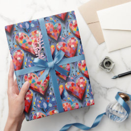 Schattig Modern Kleurrijk Valentijn Liefdes Hartje Cadeaupapier