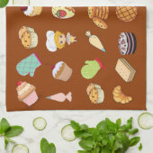 Schattig modern kookpatroon chef-bruin theedoek (Gevouwen)