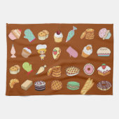Schattig modern kookpatroon chef-bruin theedoek (Horizontaal)