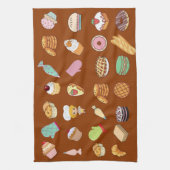 Schattig modern kookpatroon chef-bruin theedoek (Verticaal)