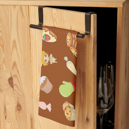 Schattig modern kookpatroon chef-bruin theedoek (Derde Gevouwen)