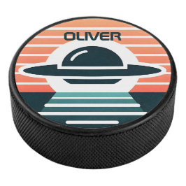 Schattig modern minimalistisch UFO-ontwerp bij zon Hockey Puck