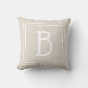 Schattig Modern Monogram Eerste Vierkant Landelijk Kussen