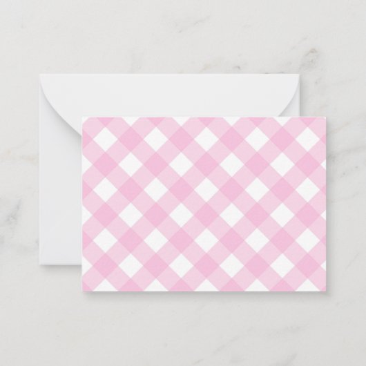 Schattig Modern Pastel Blozende Roze Gingham Gerui Notitiekaartje (Achterkant)