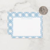 Schattig Modern Pastel Lichtblauw Gingham Plaid Ru Notitiekaartje (Voorkant / Achterkant in situ)