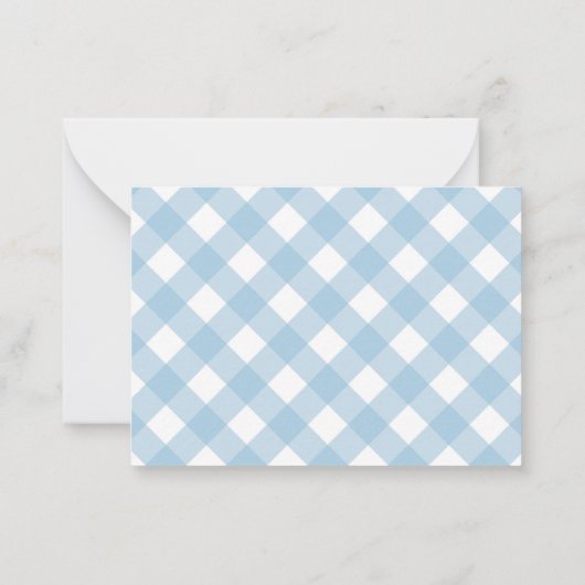 Schattig Modern Pastel Lichtblauw Gingham Plaid Ru Notitiekaartje (Achterkant)
