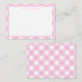 Schattig modern pastel roze rood geruit dambordrui notitiekaartje (Voorkant / Achterkant)